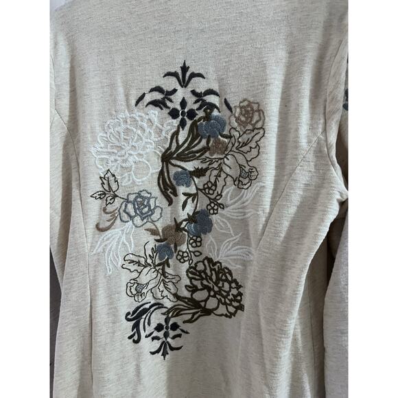 Zenergy by Chicos Floral Embroidered Open Front Cardigan, Sz. 2(L/12) - Picture 7 of 9